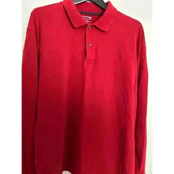 St John's Bay Men's Heritage Sueded Jersey Polo Long Sleeve Red Cotton Size XXL - Picture 5 of 5